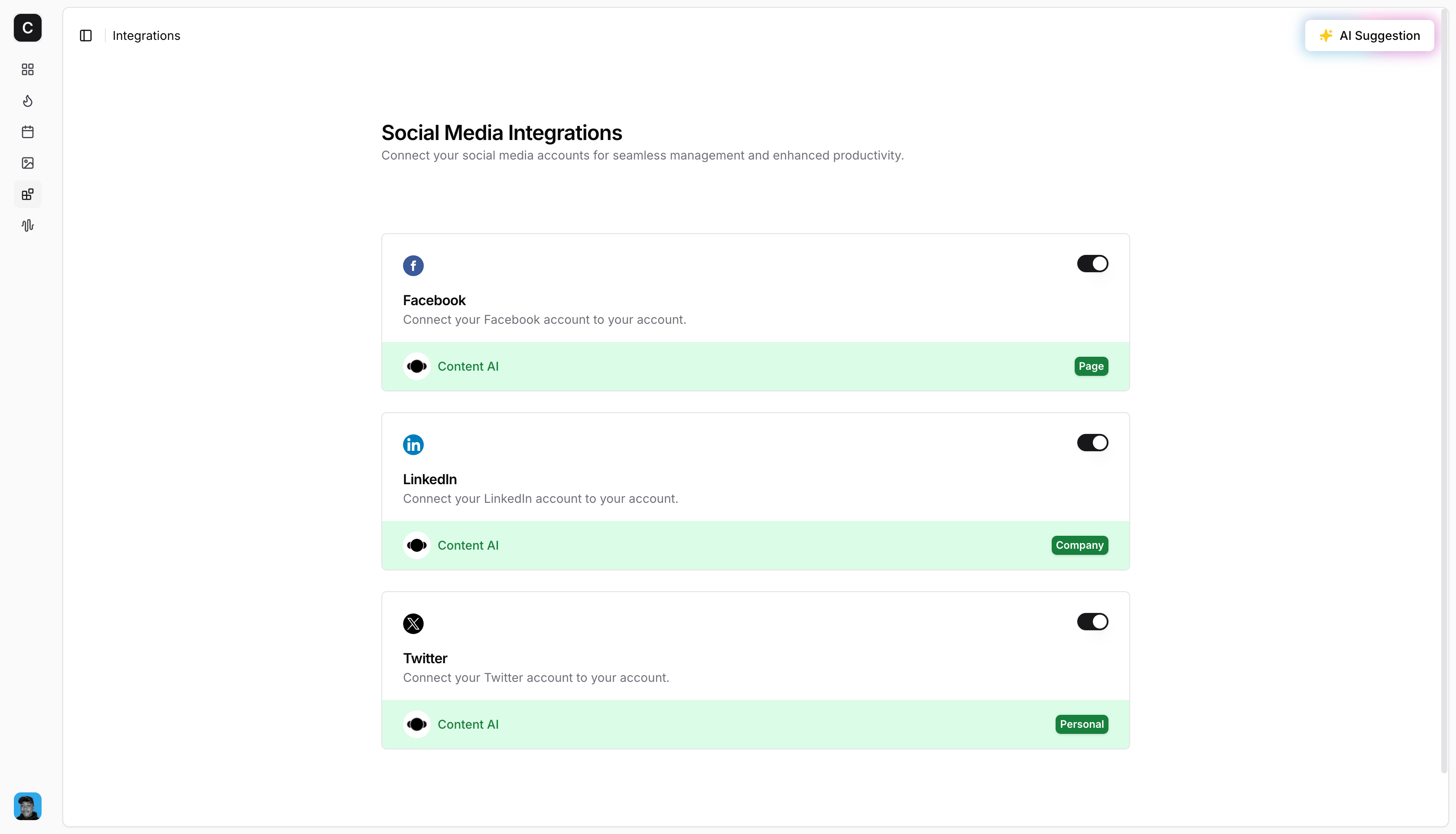Content AI Social Media Platform Integration