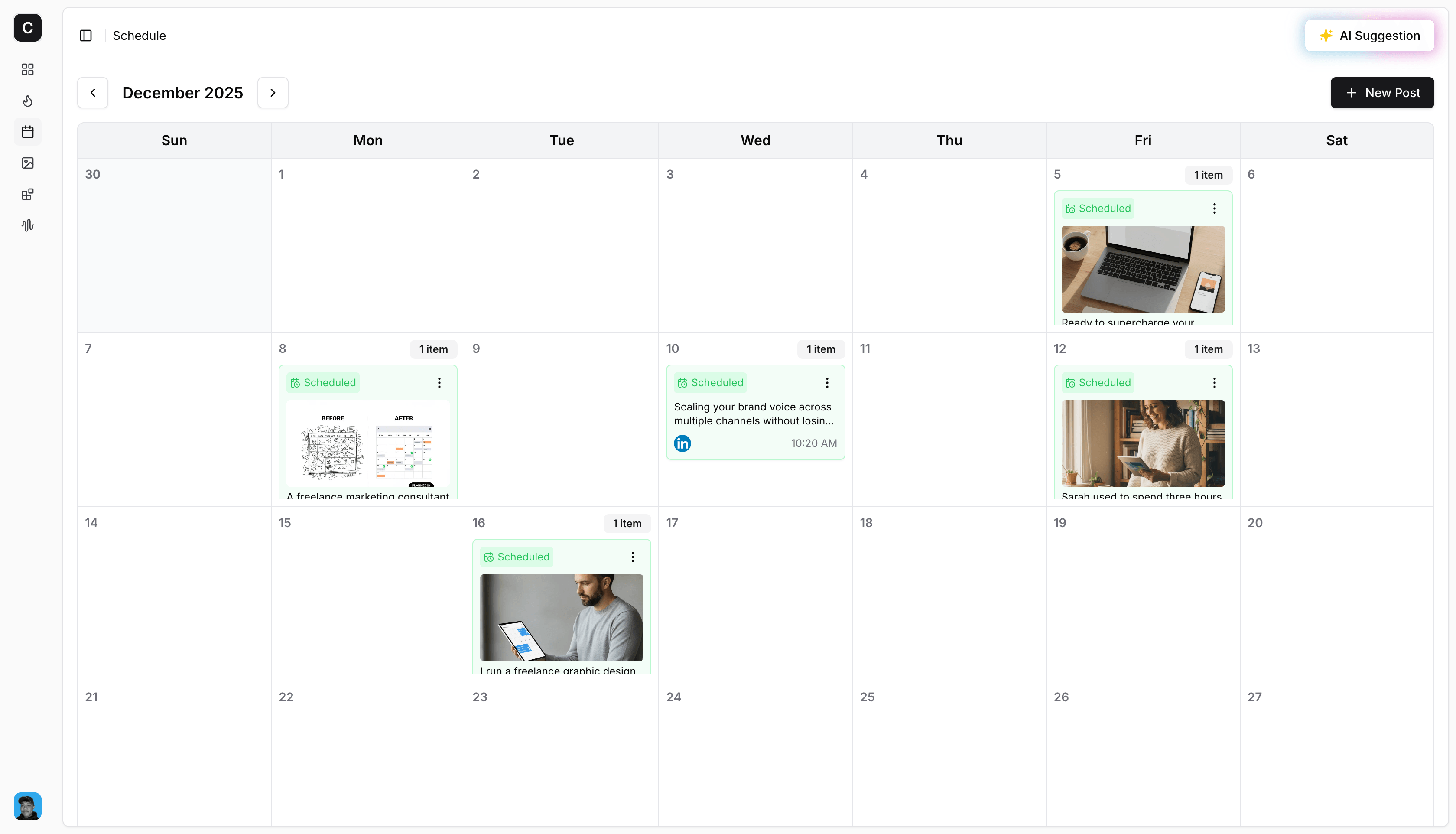 Content AI Social Media Calendar